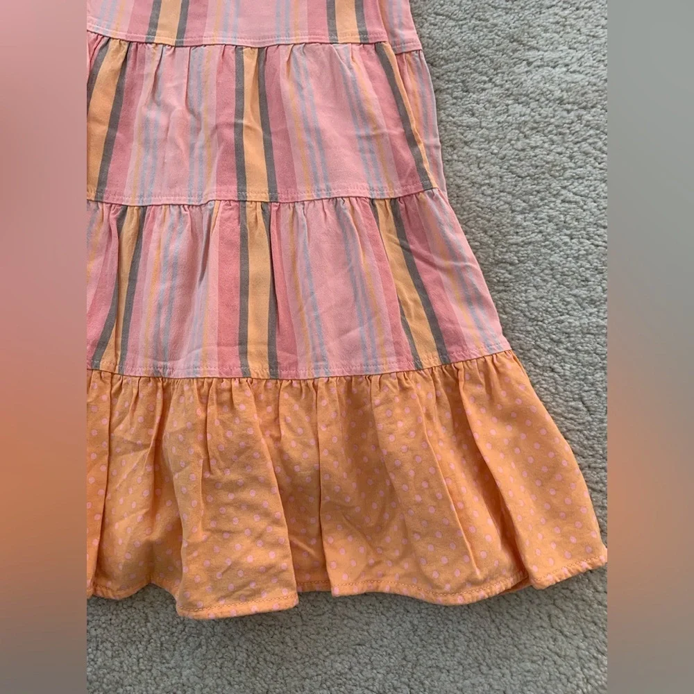 Matilda Jane Size 6 Orange Creamsicle Dream Chasers Tiered Striped Rayon Dress